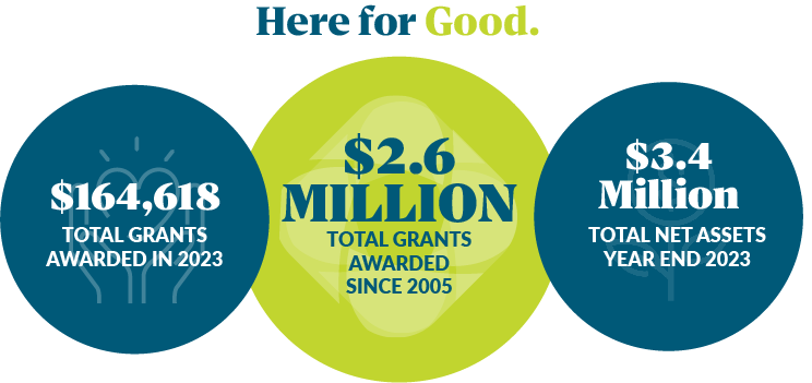 $164,618 grants awarded in 2023. $2.6M total grants awarded since 2005. $3.4M total assets.